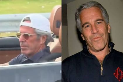 A la izquierda, la captura del video viral de Palm Beach Pete en la autopista I-95; a la derecha, una fotografía de Jeffrey Epstein
