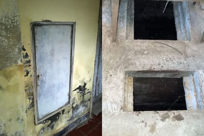 A la izquierda, la escotilla de acceso a la habitación oculta donde funcionaban los equipos de transmisión radiotelegráfica en El Simbol. A la derecha, el sótano de una estancia en General Madariaga donde la policía encontró la máquina Enigma