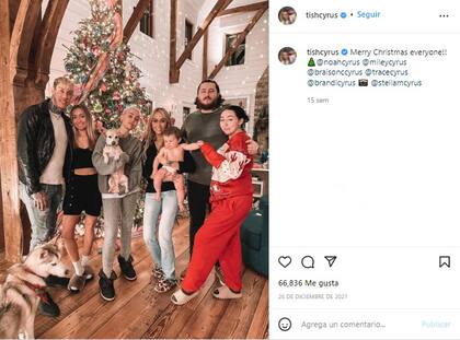 A los fanáticos les llamó la atención que Billy Ray no apareciera en las fotos familiares de Navidad de 2021 (Crédito: Instagram/@tishcyrus)
