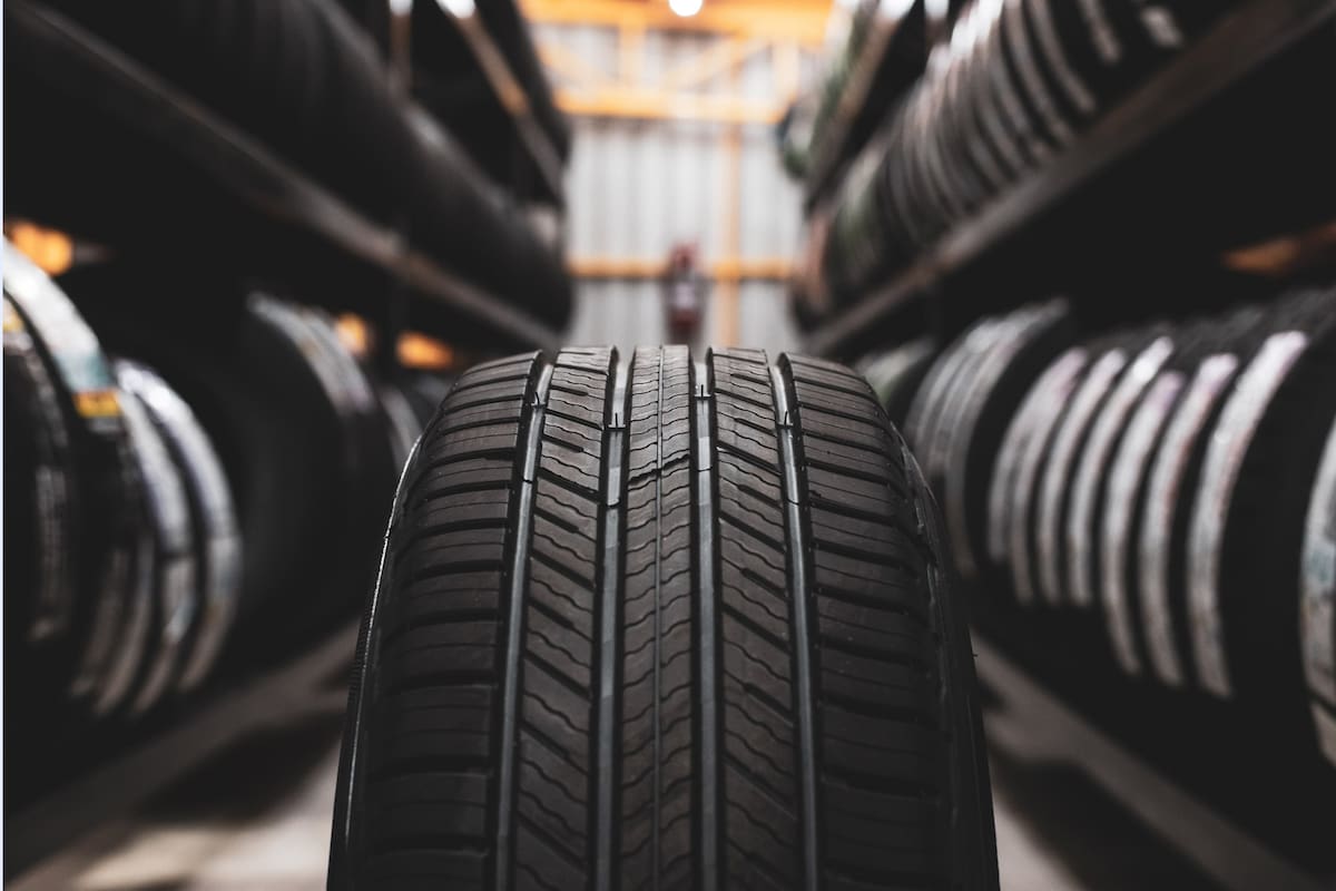 A new tire is placed on the tire storage rack in the car workshop. Be prepared for vehicles that need to change tires.