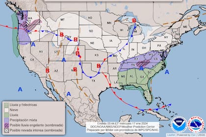 A partir del jueves 18 de enero aumentan las probabilidades de lluvias en todo el sureste de Estados Unidos