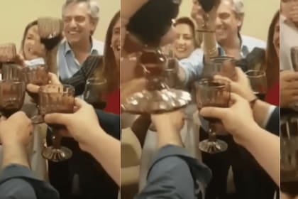 A pocos días de las elecciones primarias, circula en Facebook, Twitter y WhatsApp un video en el que se ve a Alberto Fernández brindar con sus allegados