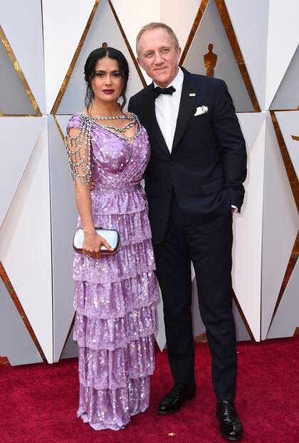 A puro glitter: Salma Hayek junto a su marido, François-Henri Pinault