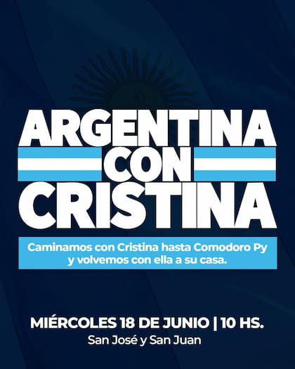 A qué hora es la marcha convocada este miércoles para acompañar a Cristina a Comodoro Py.