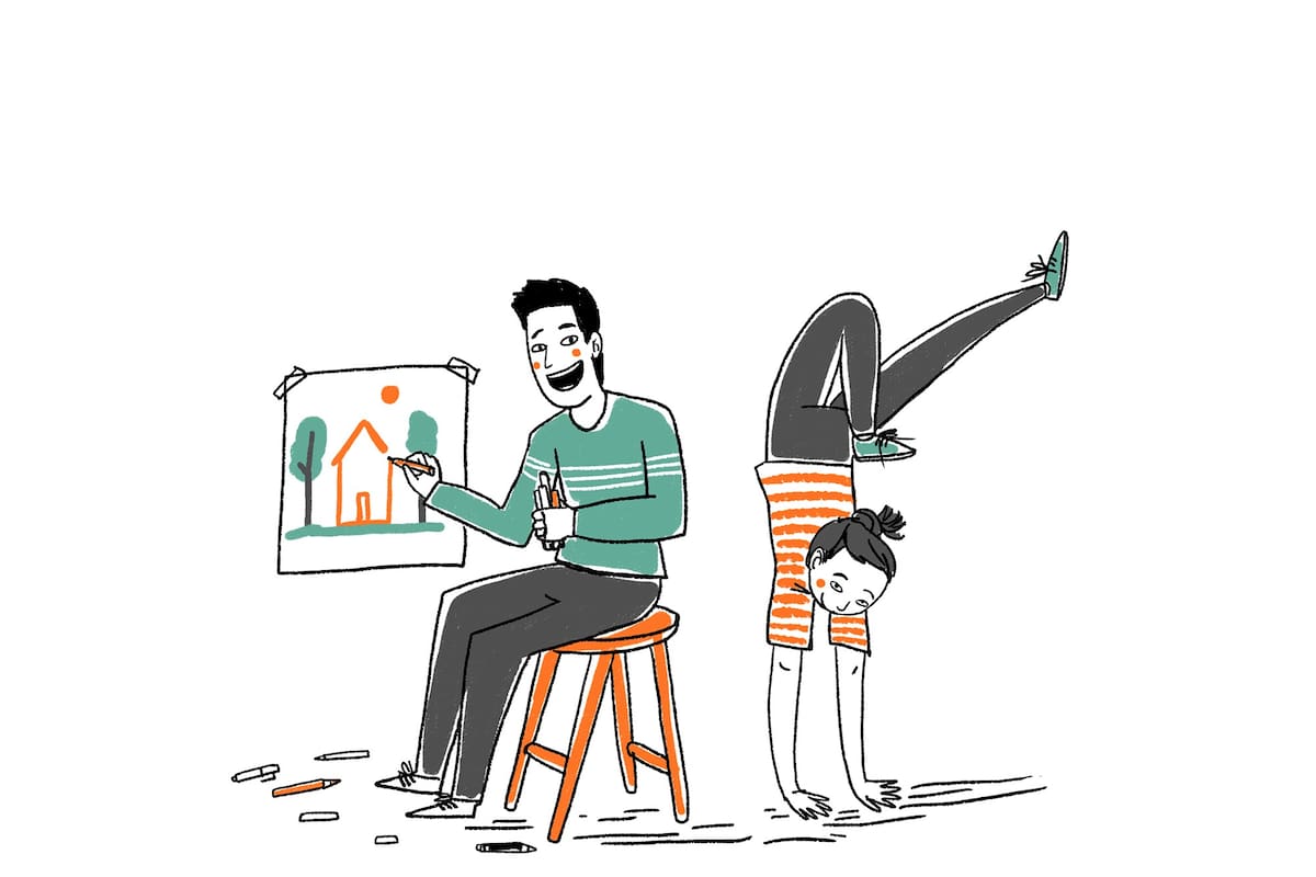 A Sebastián le gusta mucho dibujar y a Candela, hacer gimnasia deportiva