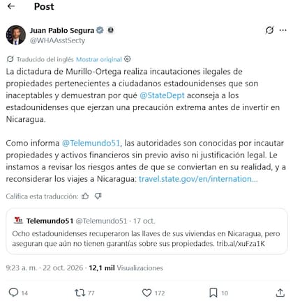 A través de declaraciones oficiales y mensajes en redes sociales, el diplomático advirtió que estas acciones ocurren de manera repentina y carecen de sustento legal