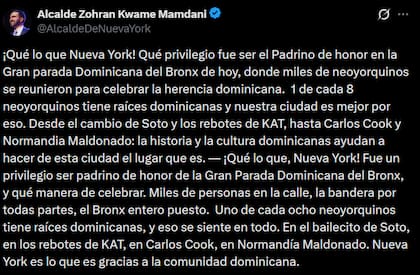A través de su cuenta de X, el mandatario expresó su privilegio de acompañar a la comunidad y destacó el profundo impacto cultural y social de los dominicanos en la metrópoli