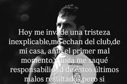 A través de sus redes sociales, Fernando Zaniratto hizo un fuerte descargo por su despido de Gimnasia