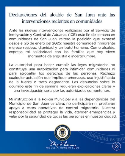 A través de un comunicado, el alcalde de San Juan exigió que se investiguen los abusos y la intimidación reportados contra el ICE durante el fin de semana