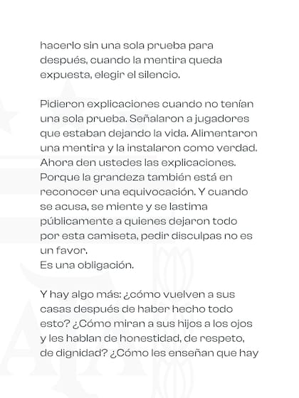 A un mes de la final del Mundial: la carta de Tapia en defensa de los jugadores.
