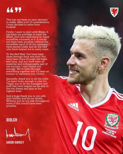 Aaron Ramsey anunció su retiro del fútbol (Foto: Instagram @aaronramsey)