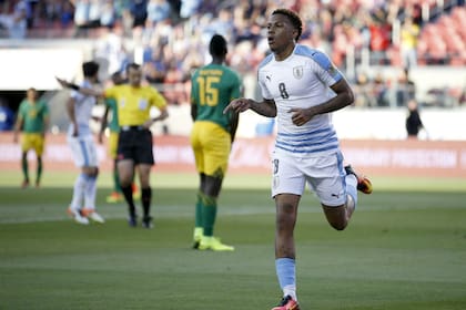 Abel Hernández con la casaca de la selección de Uruguay