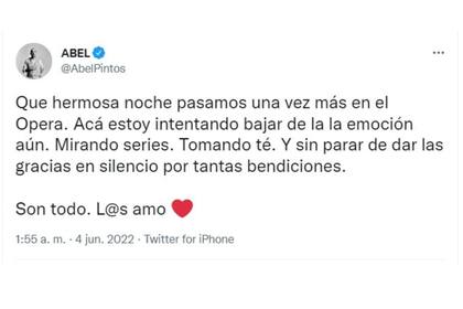 Abel Pintos contó qué hace después de los shows para lograr dormir
