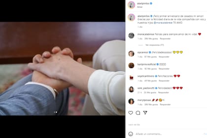 Abel Pintos le escribió unas sentidas palabras a su esposa por su primer año como marido y mujer (Foto: Instagram @abelpintos)