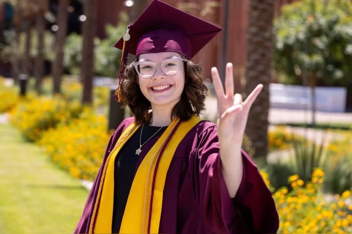 Abigail Zagala es noticia en todo el mundo por graduarse de la Universidad a los 14 años. Foto: Universidad Estatal de Arizona