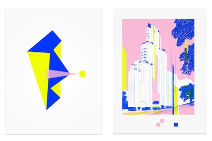Abstracción en el collage de Laura Saint-Agne; figuración y arquitectura en la obra de su marido, Kalil Llamazares.