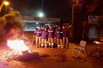Aceiteros esta noche en una terminal de Puerto General San Martín, Santa Fe
