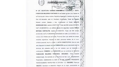 Acta constitutiva de la Fundación Mujeres Puntanas