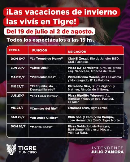 Actividades gratuitas en Tigre para disfrutar en familia