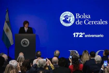 Acto de Milei en la Bolsa de Cereales