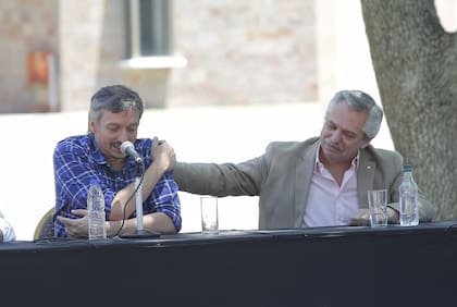 Acto del presidente Alberto Fernández y Máximo Kirchner en San Vicente (Foto: Ignacio Sánchez/LA NACION)
