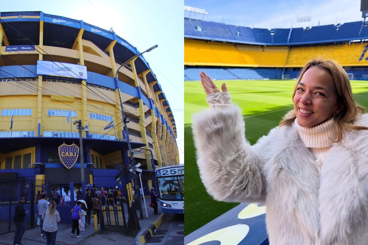 Adamari López visitó La Bombonera, el icónico estado argentino. Foto: Adamari López, Instagram y Andrzej Otrębski, Wikimedia Commons