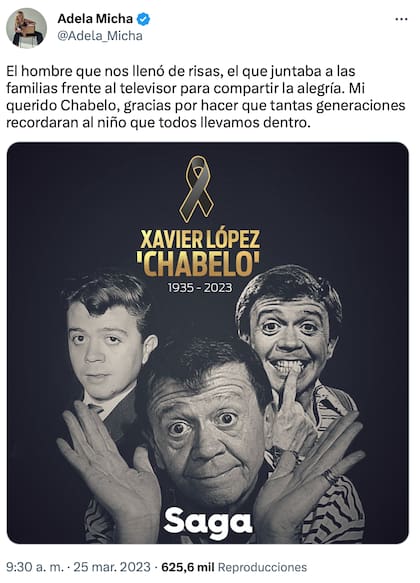 Adela Micha lamenta la muerte de Chabelo
