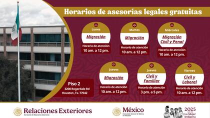 Además del tema migratorio, los abogados del consulado también brindan asistencia en materia penal, civil y laboral (X/@ConsulMexHou)