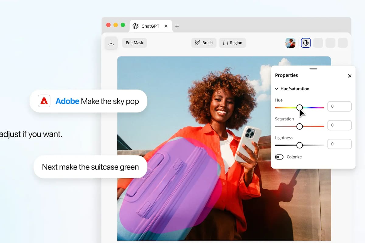 Adobe amplía las funciones de su plugin en ChatGPT con un editor interactivo para imágenes y PDF