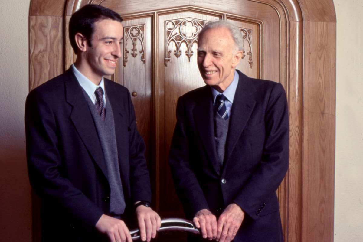 Adolfo Bioy Casares y Daniel Martino, en Madrid, en 1991