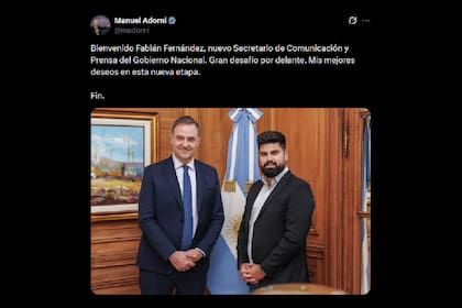 Adorni le dio la bienvenida a Fabián Fernández, nuevo Secretario de Comunicación y Prensa