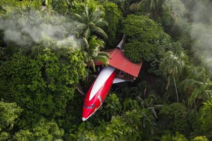 Adquirió un Boeing 727 en desuso, lo trasladó a la selva del Pacífico costarricense y lo refaccionó completamente