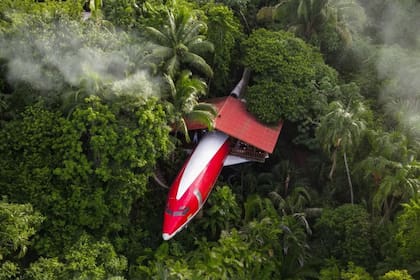 Adquirió un Boeing 727 en desuso, lo trasladó a la selva del Pacífico costarricense y lo refaccionó completamente