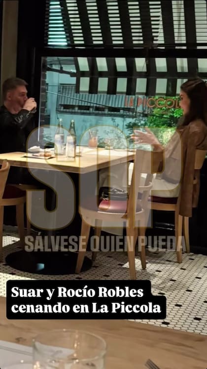 Adrián Suar y Rocío Robles fueron captados en un restaurante del barrio de Palermo