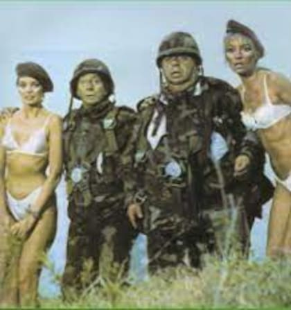 Adriana Salgueiro y Cris Morena junto a Alberto Olmedo y Jorge Porcel en Rambito y Rambón