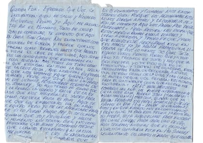 AEROGRAMA DE LUIS MAZA A SU FAMILIA. Lo escribe mientras es prisionero de guerra a bordo de un buque inglés.