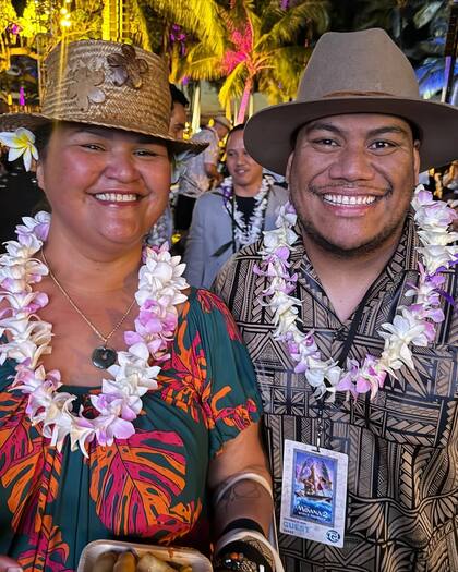 Afa Ah Loo durante la premier de la película Moana 2.