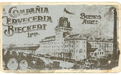 Afiche clásico con la fábrica de Bieckert en el barrio porteño de Retiro