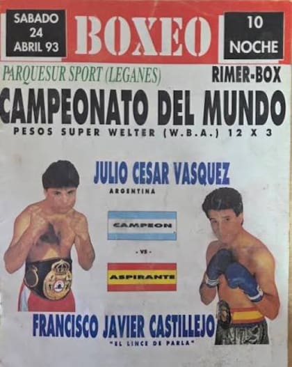 Afiche de la pelea entre Julio César Vásquez y el español Francisco Castillejo