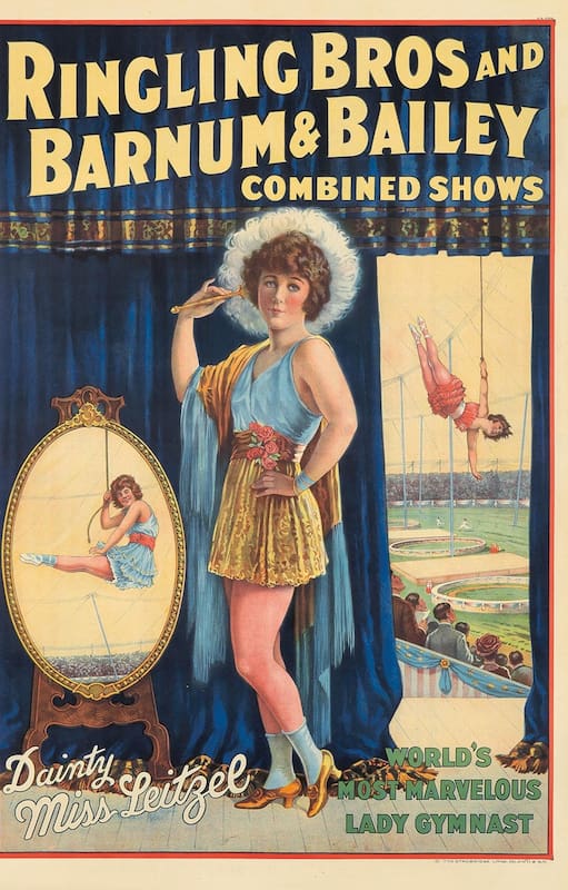 Afiche de Ringling, Barnus y Bailey promocionando a Leitzel