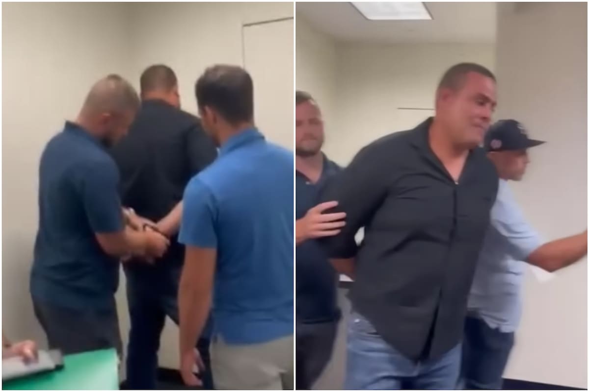 Agentes de ICE se llevan detenido a un solicitante de asilo luego de una audiencia de inmigración en la corte de Miami