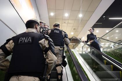 Agentes de la Prefectura Naval vigilan Aeroparque