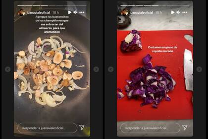 “Agregué los bastoncitos de los champiñones que me sobraron del almuerzo para que aromaticen”, continuó