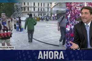 Agresión al equipo de LN+ en Plaza de Mayo