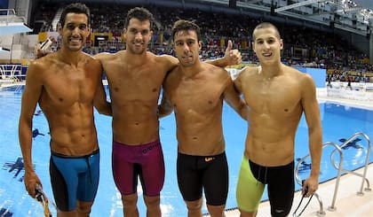 Aguilera, Grabich, Miguelena y Grassi, el equipo argentino que fue cuarto en la prueba 4x100 combinados