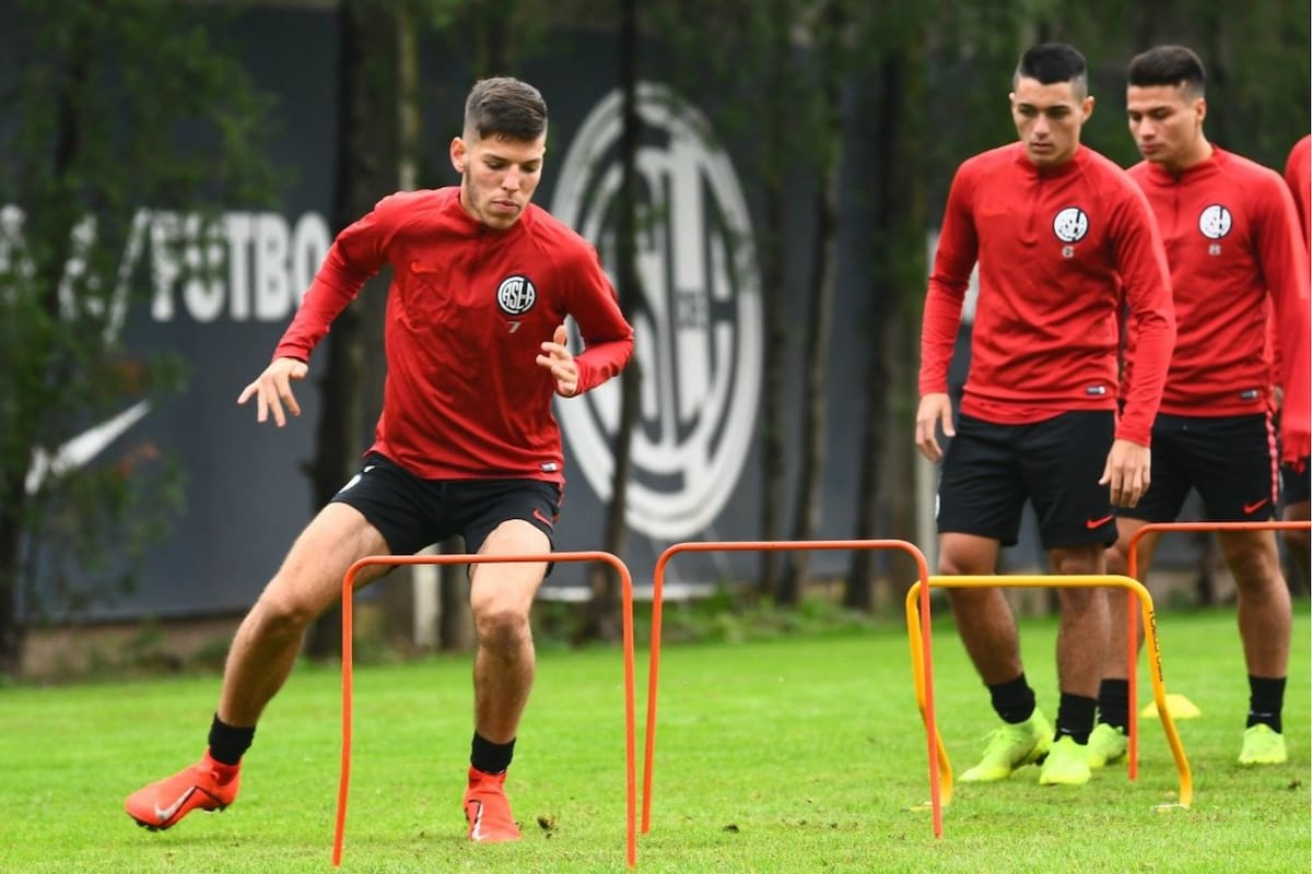 Agustín Martegani, Matías Palacios y Alexander Díaz, los juveniles del Ciclón en el ensayo del lunes