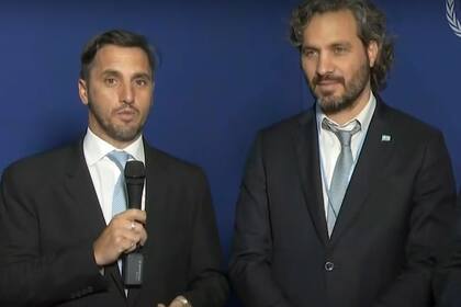 Agustín Pichot con Santiago Caffiero, durante la presentación de la inversión del grupo australiano Forrest en la Argentina