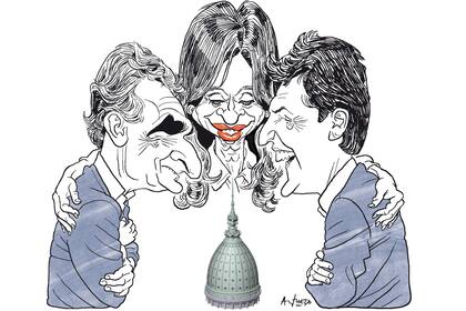 Agustín Rossi, Cristina Kirchner y Sergio Massa