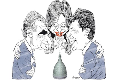 Agustín Rossi, Cristina Kirchner y Sergio Massa
