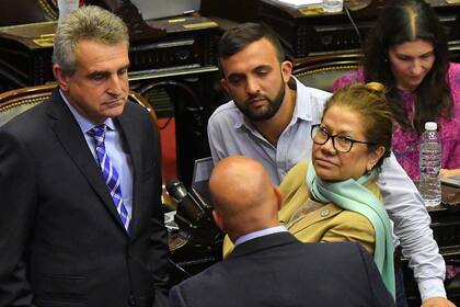 Agustín Rossi (FpV), Leonardo Grosso (Evita) y Graciela Camaño (FR)